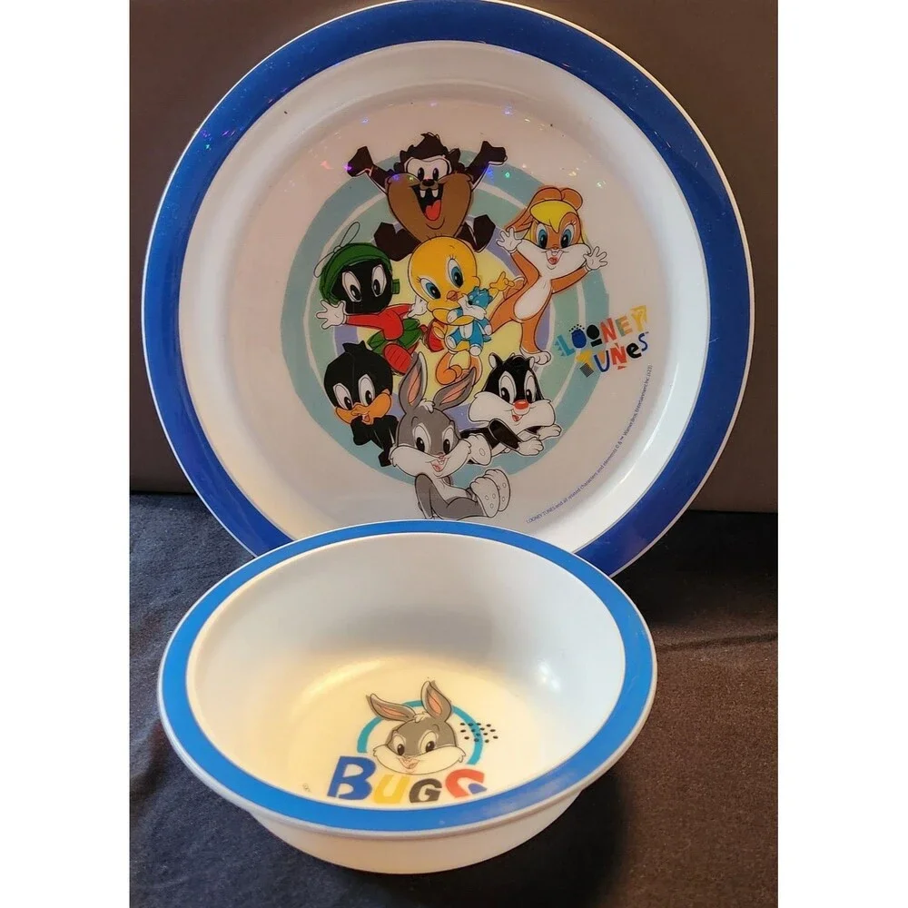 Baby Looney Tunes Dish And Bowl Bugs Bunny, Tasmanian Devil, Sylvester Cat